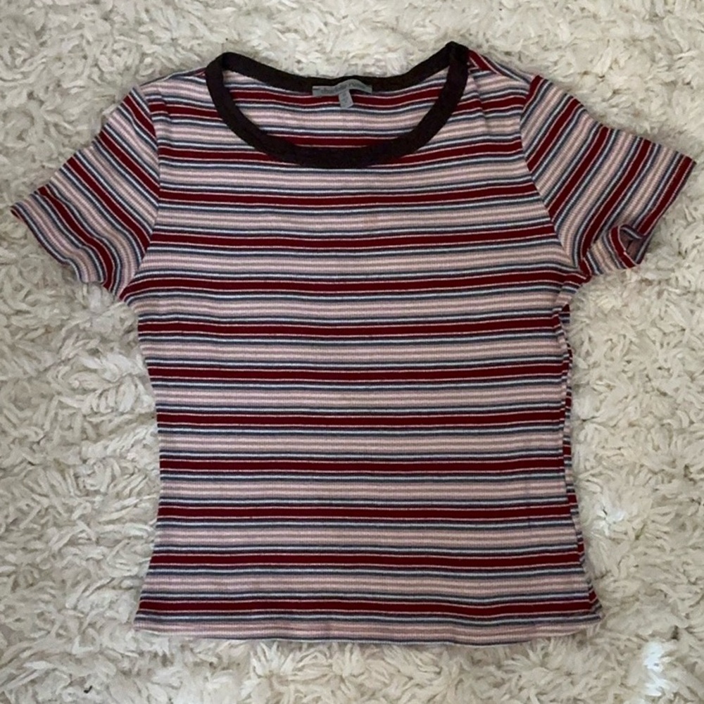Red Blue Multicolored Ribbed Stripe Baby Tee